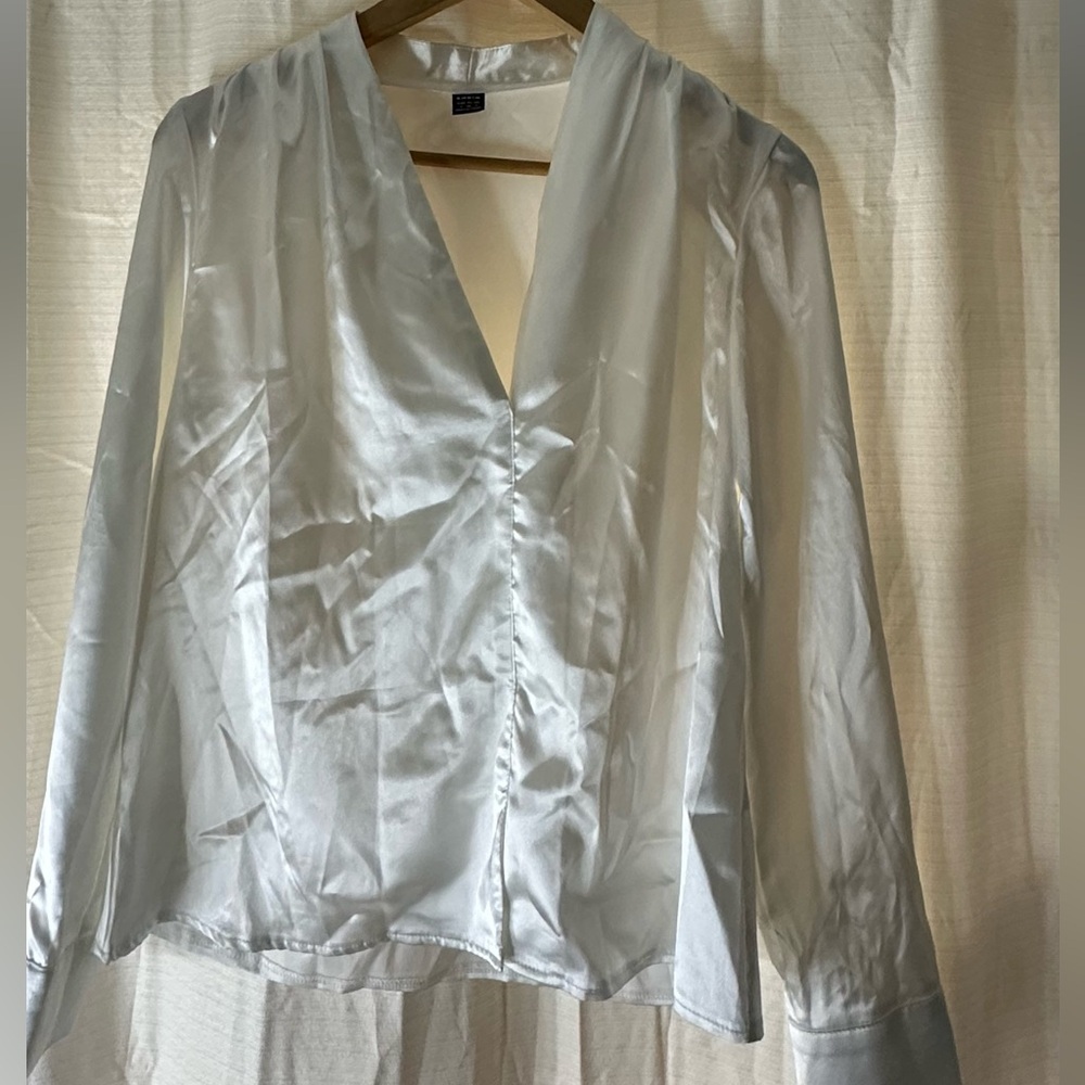 SHEIN Shimmering White Satin Top